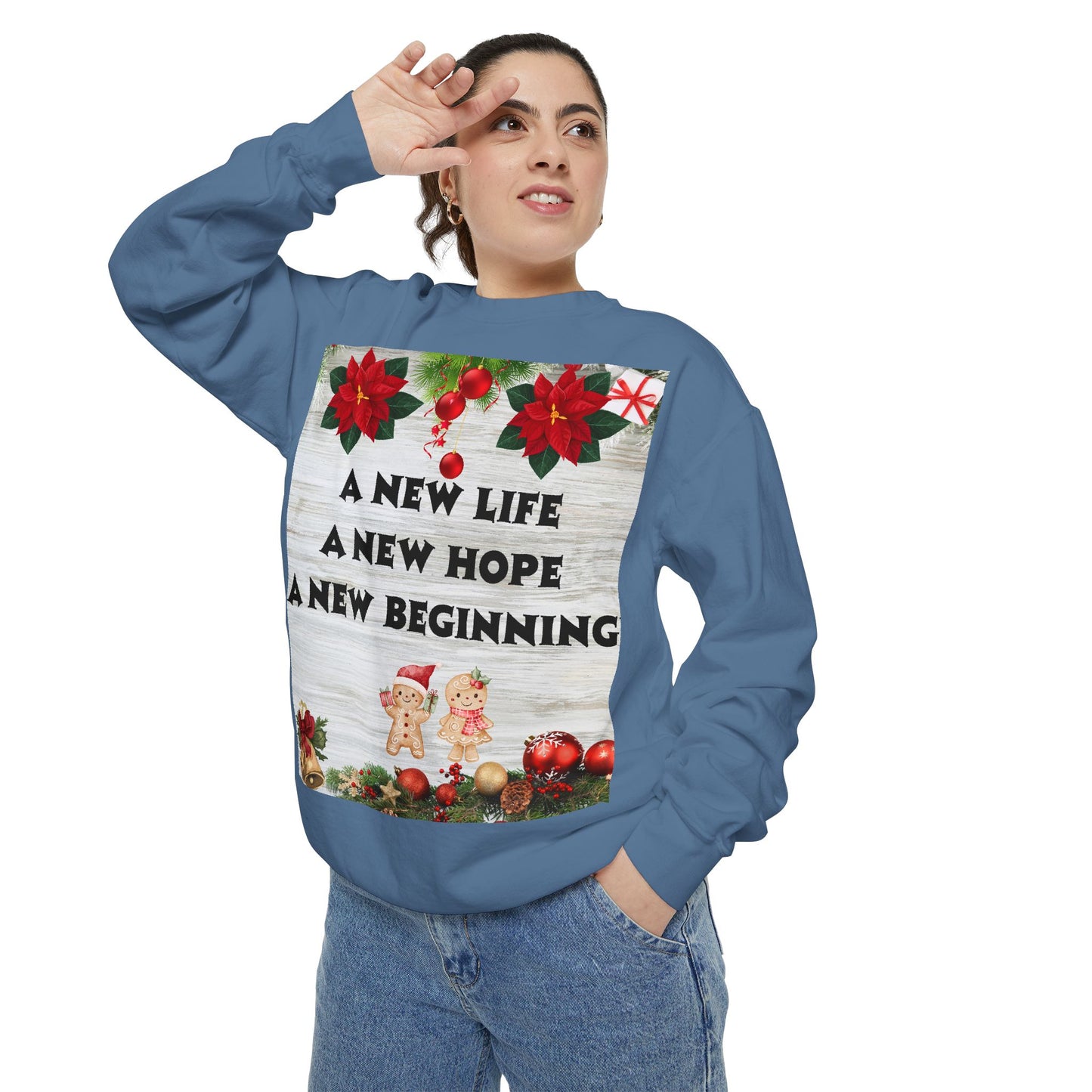 Cozy Holiday Sweatshirt - A New Life, New Hope, New Beginning, Christmas Gift, Unisex Apparel, Festive Wear, Winter Fashion