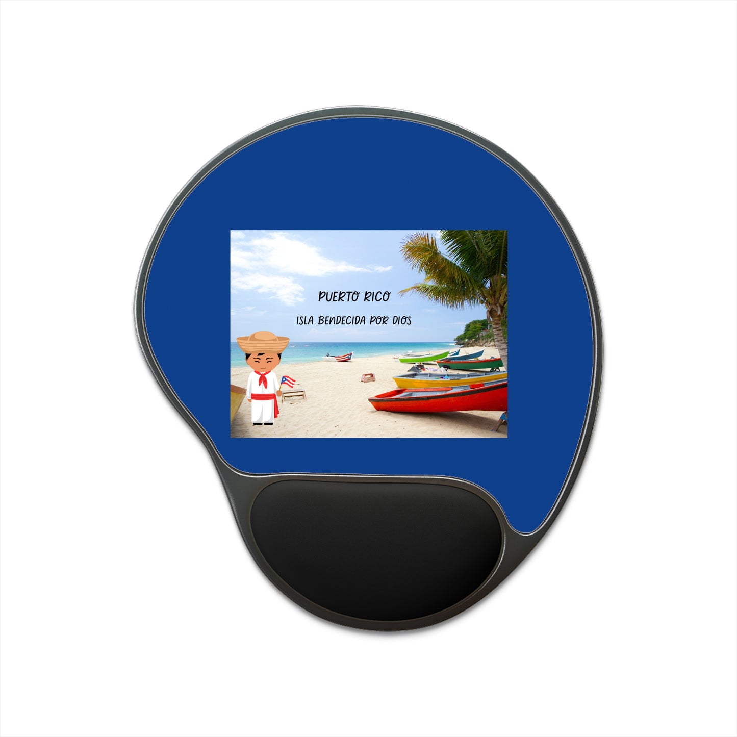 Puerto Rico Mouse Pad With Wrist Rest - Fun Beach Design, Office Gift, Ergonomic Mousepad, Tropical Decor, Unique Desk Accessories