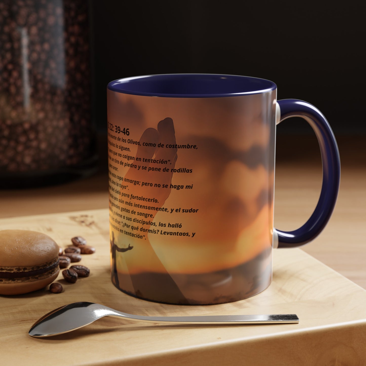 LUCAS 22: 39-46 Oración en el Monte Accent Coffee Mug (1ó1, 15oz)