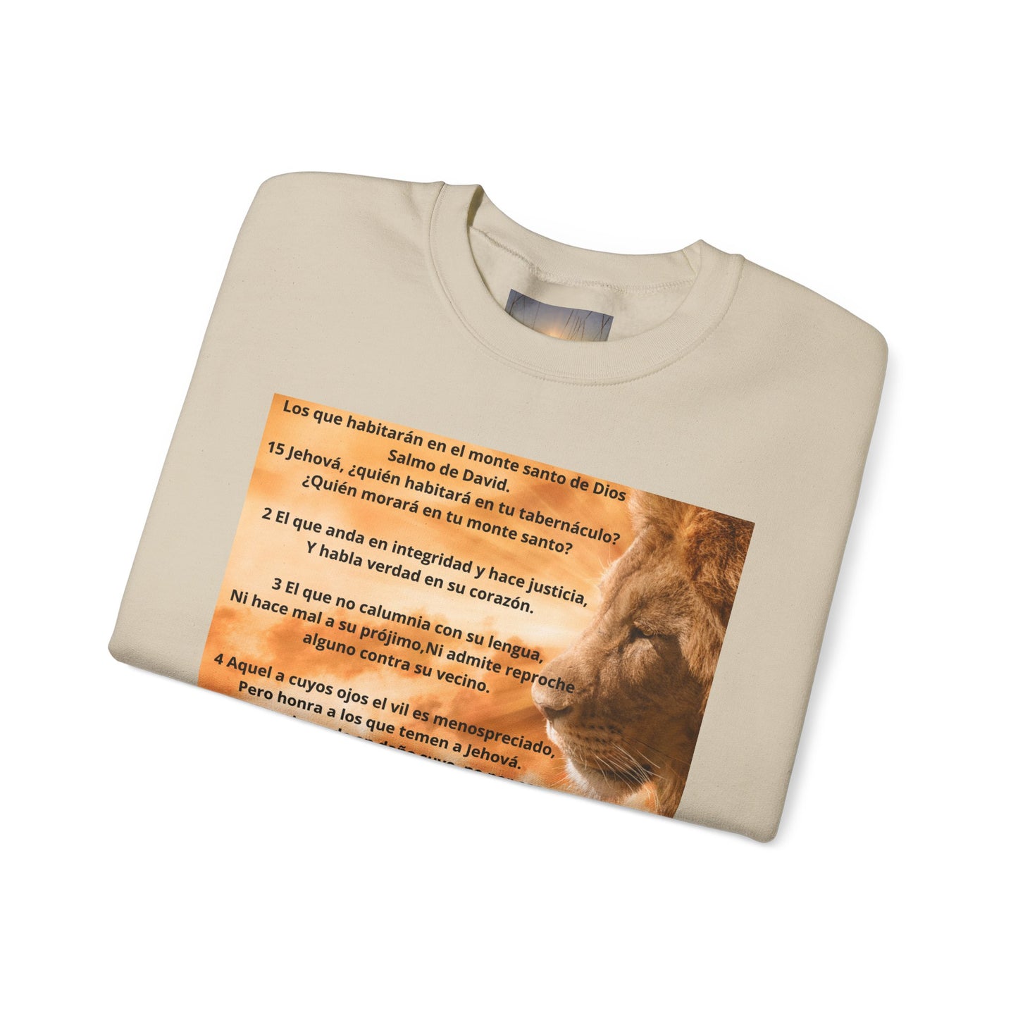 SALMO 15 Lion Crewneck Sweatshirt | Motivational Gift for Animal Lovers, Cozy Casual Wear, Birthday, Christmas