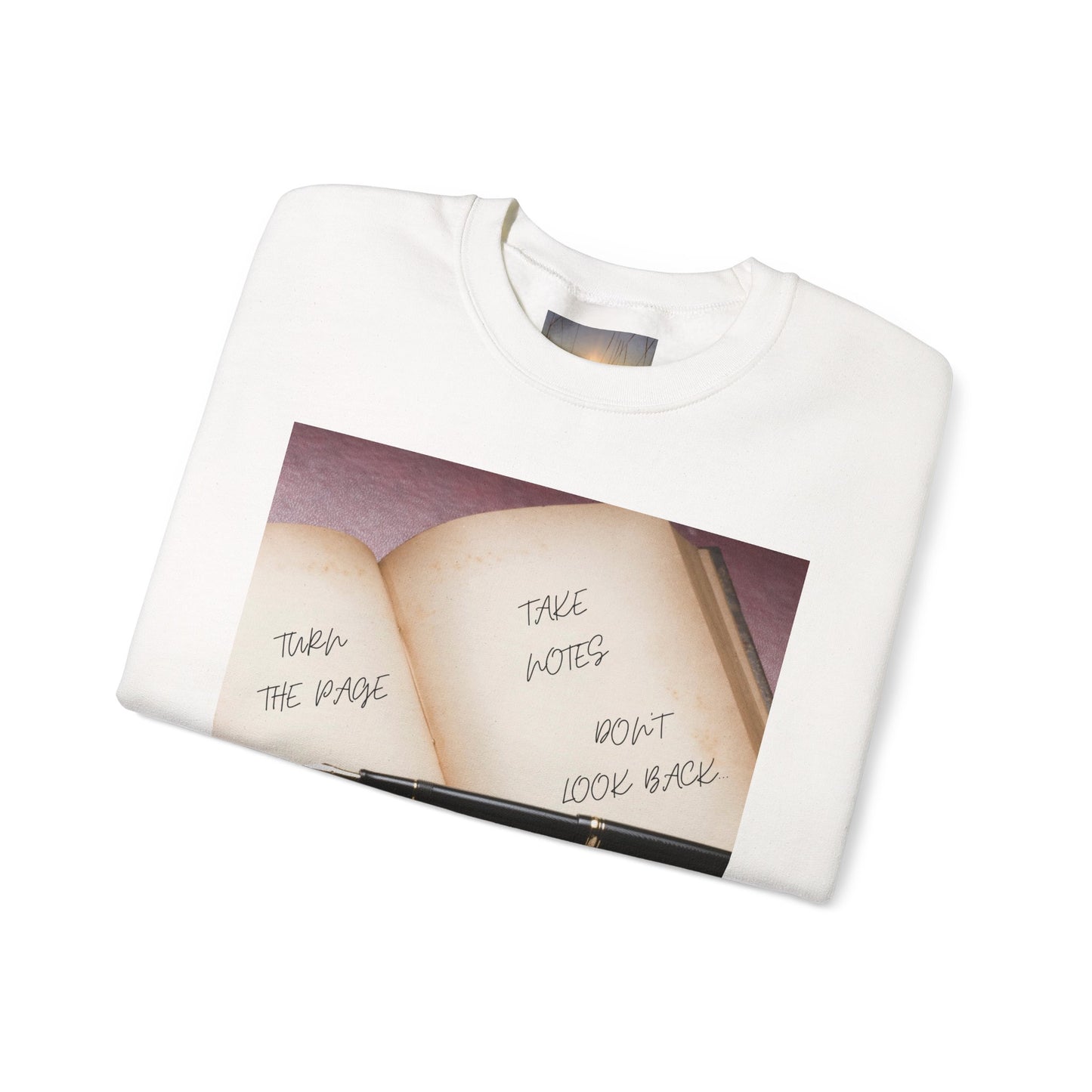 TURN THE PAGE Inspirational Sweatshirt for Note-Takers, Cozy Crewneck, Motivational Gift, Book Lovers, Back-to-School Apparel