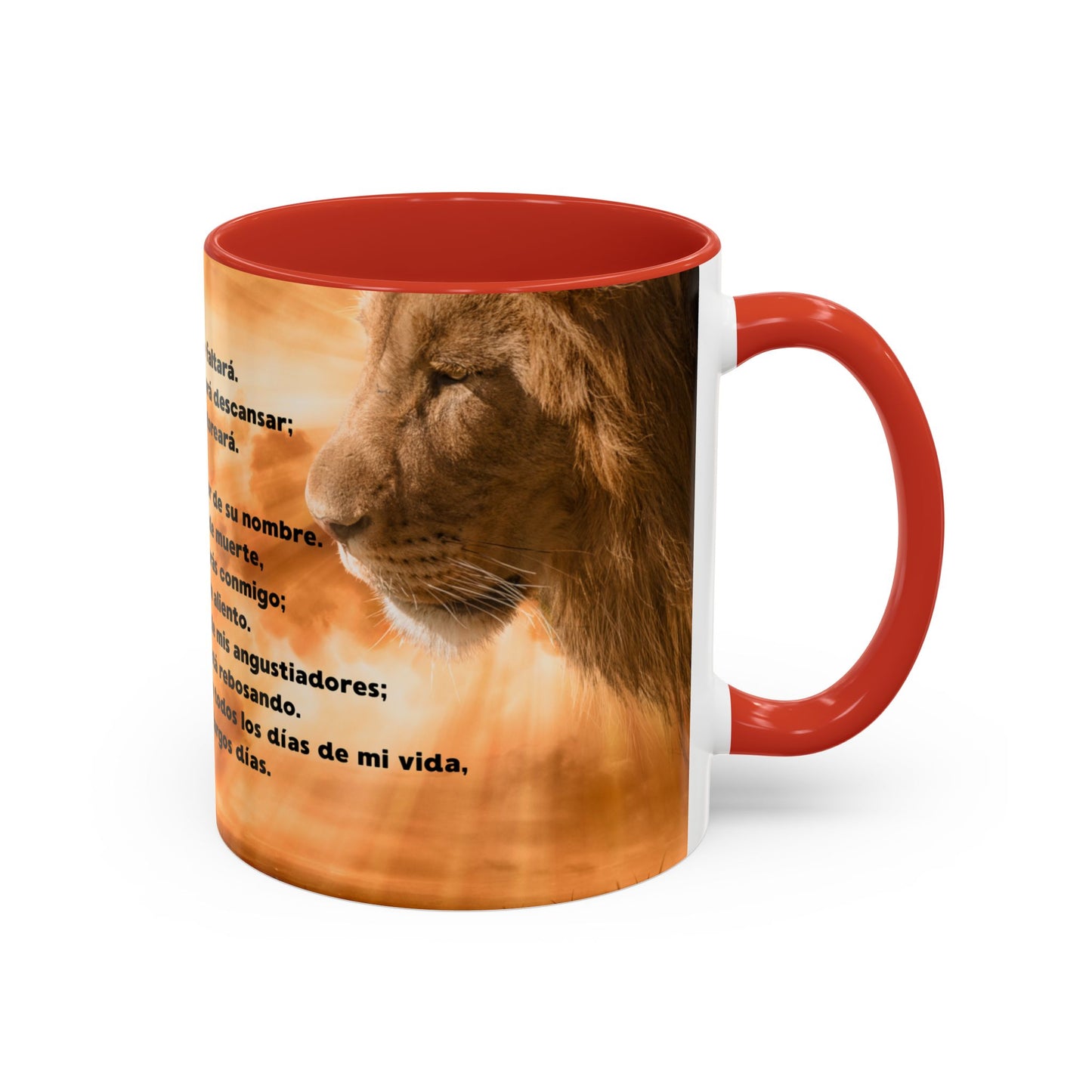 SALMO 23 Inspirational Lion Coffee Mug - Faith, Spirituality, Gift for Him/Her, Motivational Drinkware, Religious Home Decor