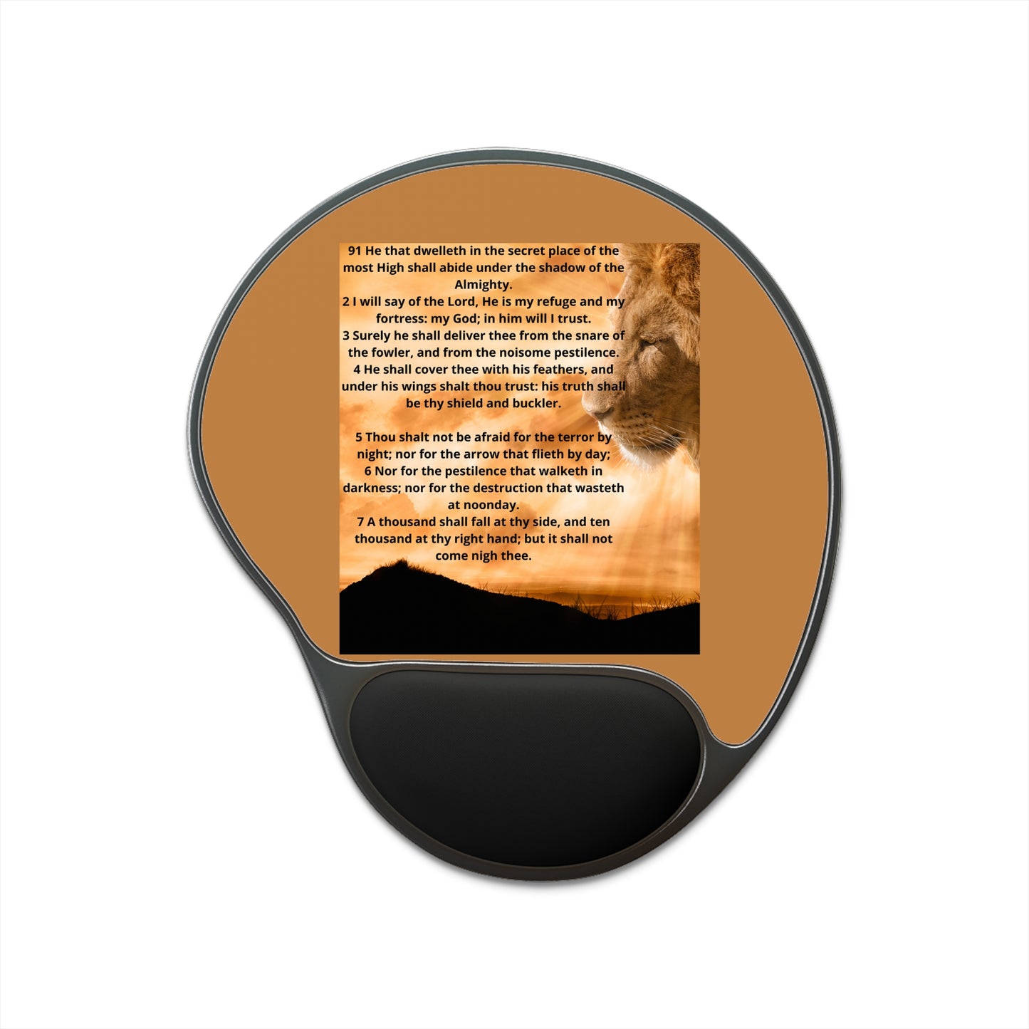PSALMS 91 Comfortable Mouse Pad with Wrist Rest, Inspirational Desk Accessory, Office Gift, Cat Lover Gift, Motivational Office Decor