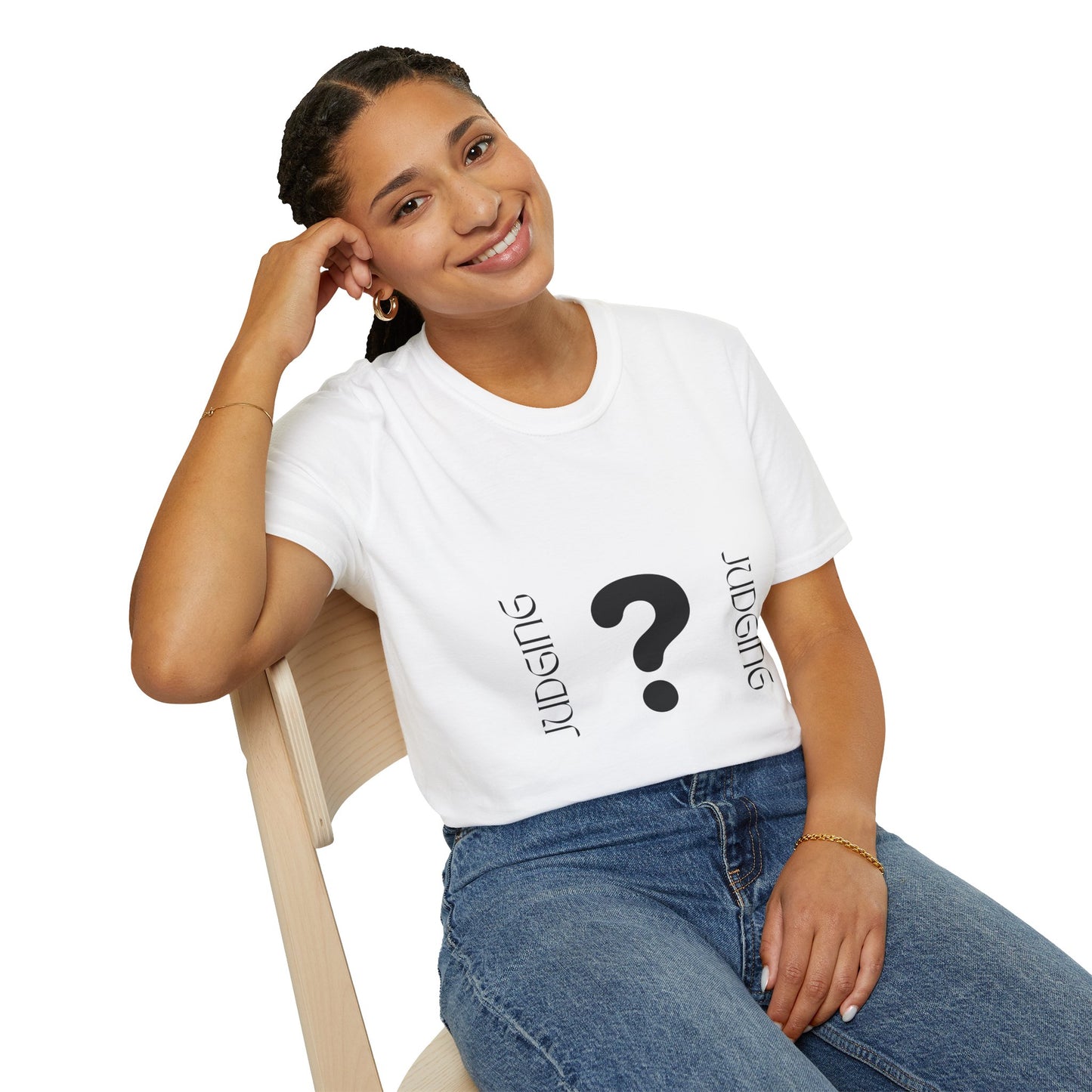 JUDGING Whimsical Unisex T-Shirt with Playful Door Design - Fun Gift for Friends, Casual Wear, Birthday Surprise, Everyday Humor, Quirky Style