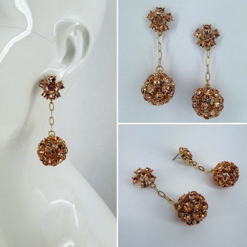 Rose Gold Rhinestones Drop Dangle Earrings