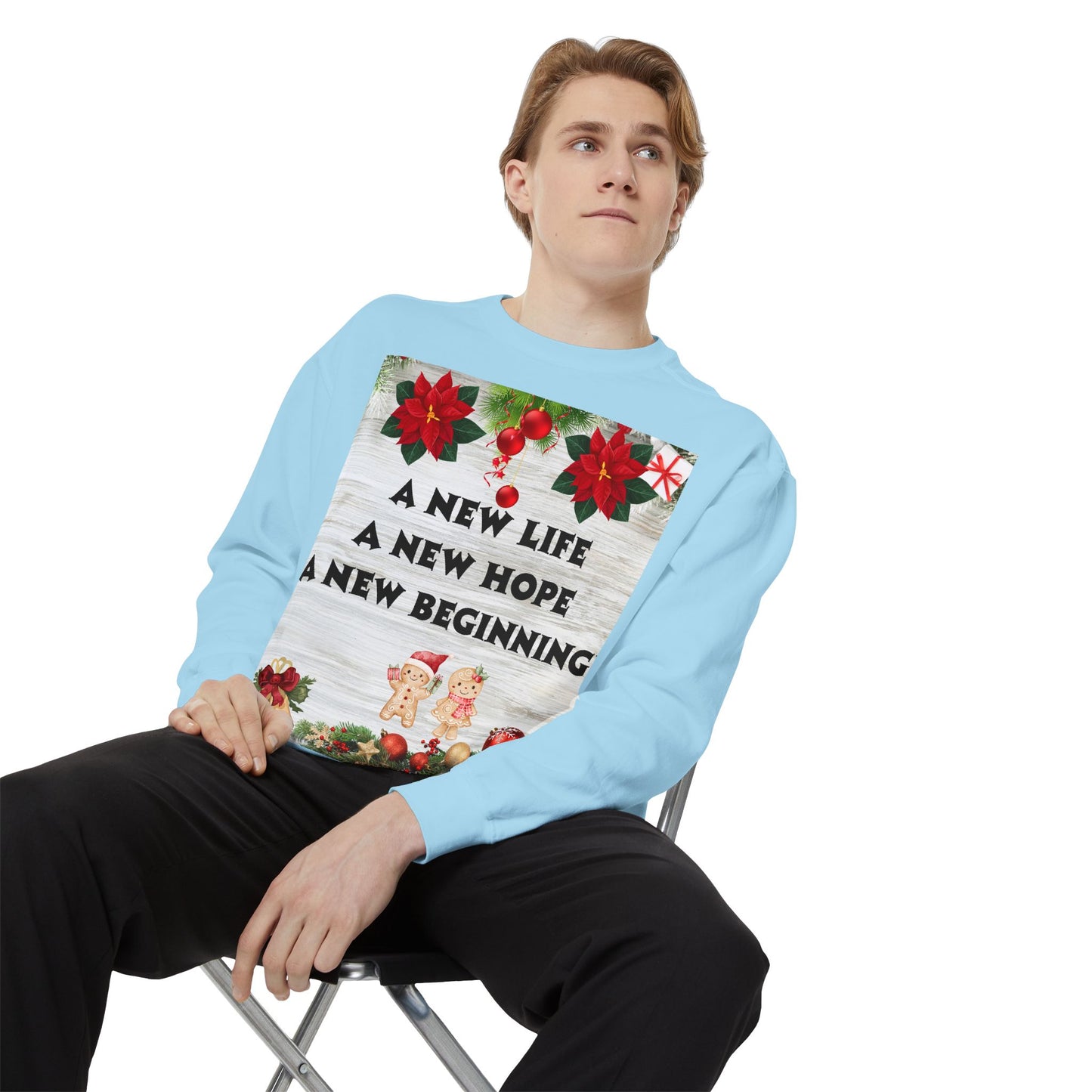 Cozy Holiday Sweatshirt - A New Life, New Hope, New Beginning, Christmas Gift, Unisex Apparel, Festive Wear, Winter Fashion