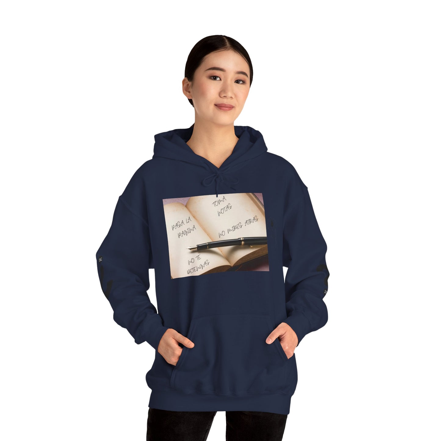 PASA LA PAGINA Inspirational Unisex Hoodie, Motivational Sweatshirt, Cozy Gift for Students, Printable Hoodie, Note-Taking Style
