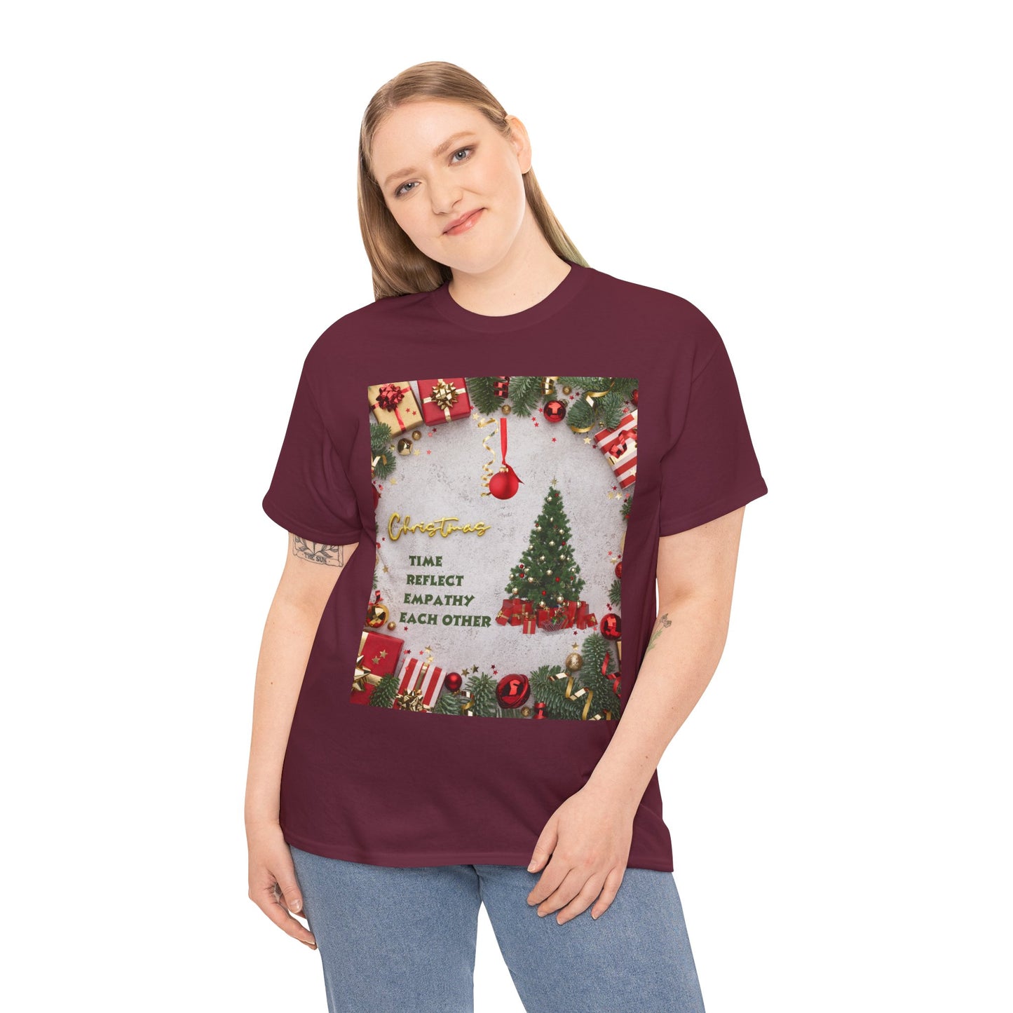 Christmas-Themed Unisex Heavy Cotton Tee, Holiday Gift, Festive Apparel, Family Gatherings, New Year Celebrations, Cute Christmas Shirt
