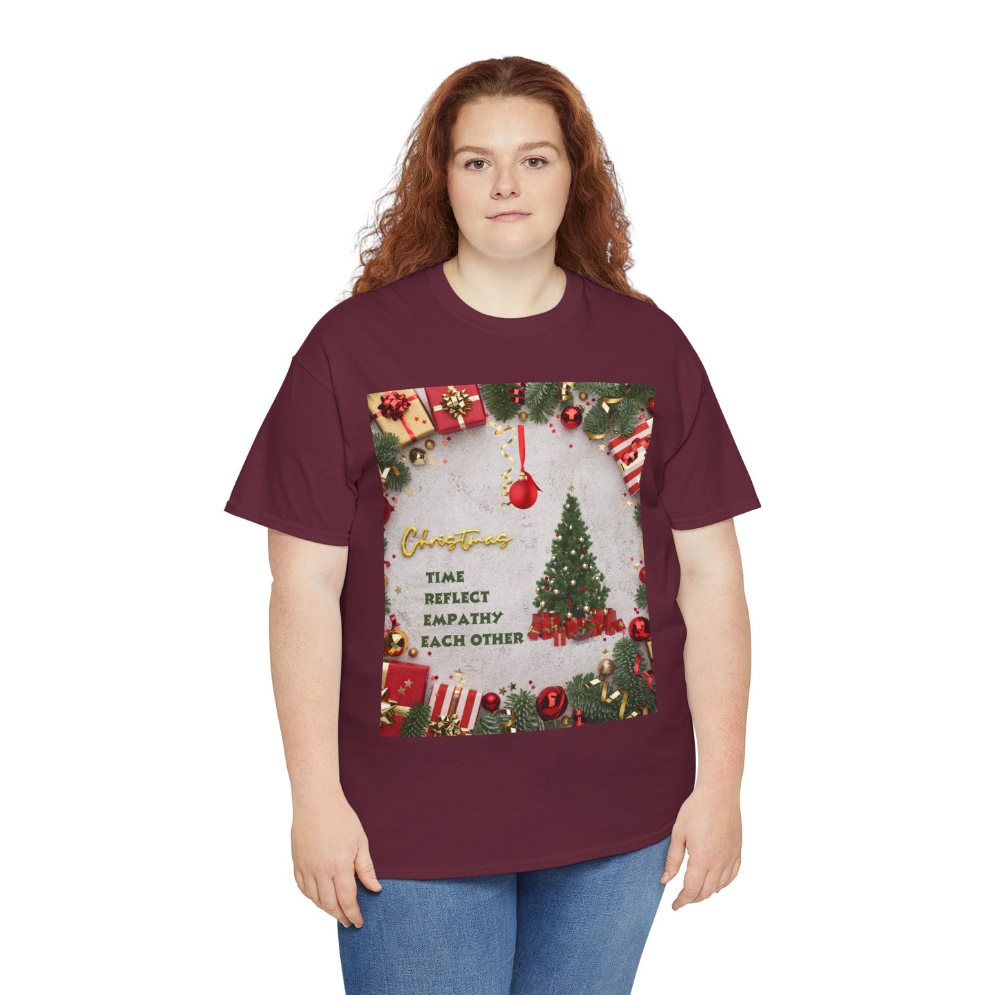 Christmas-Themed Unisex Heavy Cotton Tee, Holiday Gift, Festive Apparel, Family Gatherings, New Year Celebrations, Cute Christmas Shirt