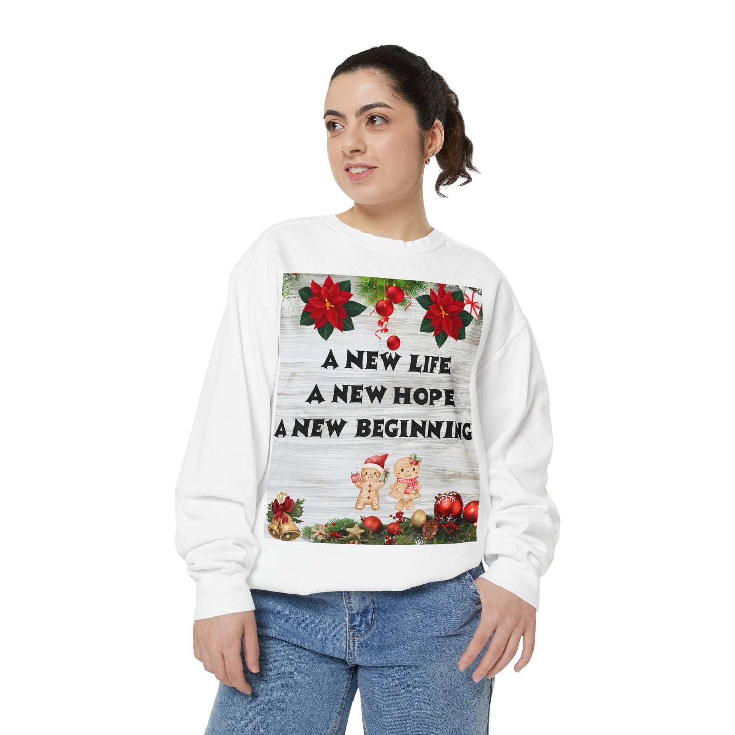Cozy Holiday Sweatshirt - A New Life, New Hope, New Beginning, Christmas Gift, Unisex Apparel, Festive Wear, Winter Fashion