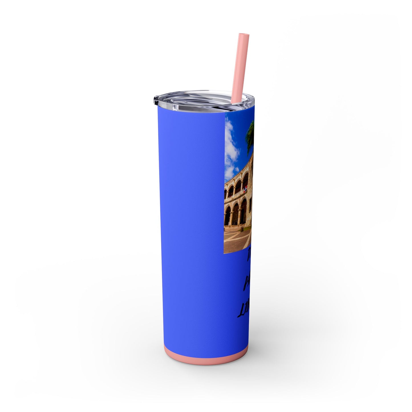 DOMINICAN REPUBLIC Vibrant Travel Tumbler, 20oz Skinny Tumbler with Straw - Perfect for Summer Adventures, Vacation, Gifts, Customizable