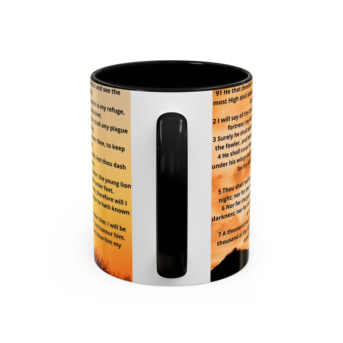 PSALM 91 Inspirational Lion Accent Coffee Mug | Motivational Gift, Scripture Mug, Unique Home Decor, Faith-Based Coffee Cup, Lion Design