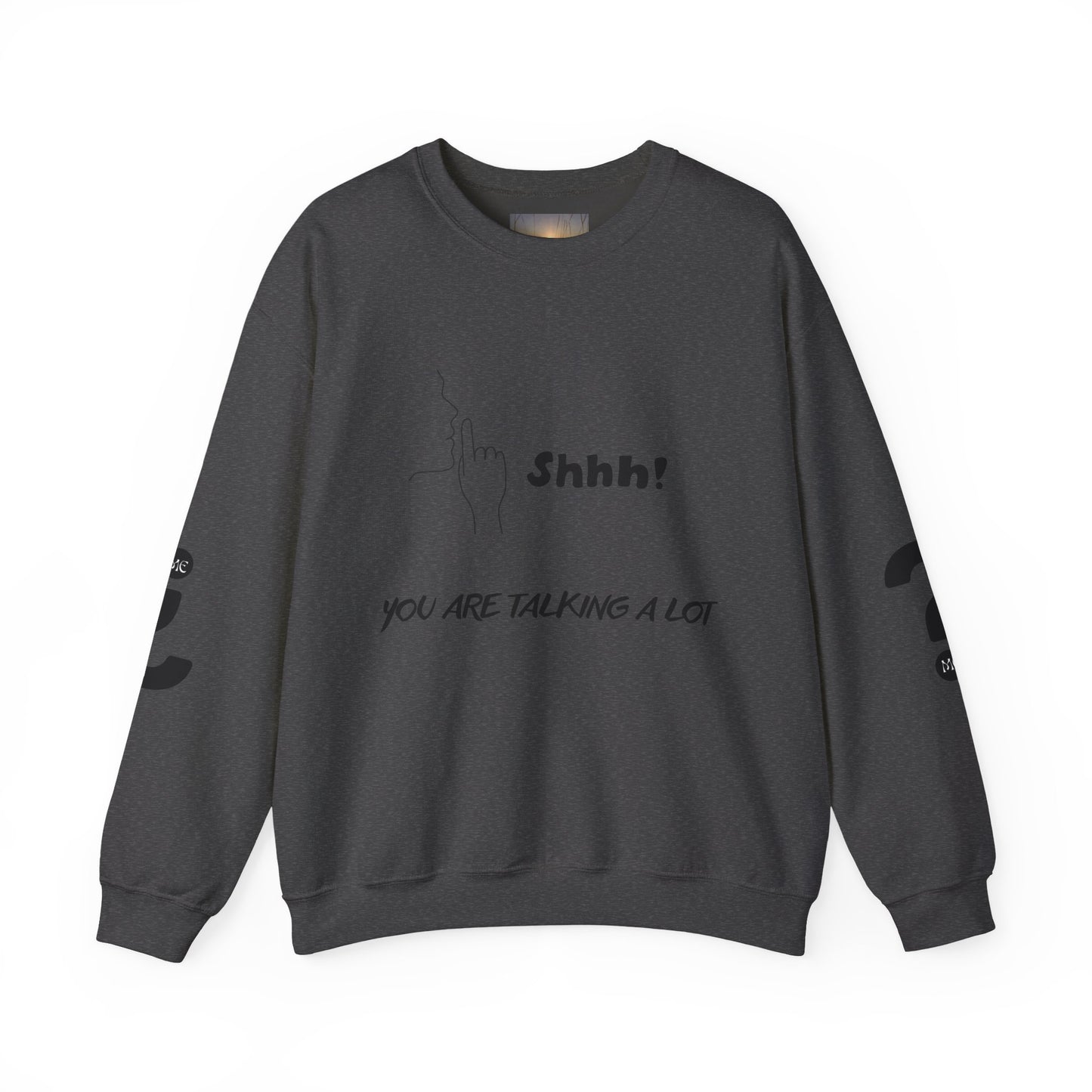 SHHH! SILENCE Unisex Humor Crewneck Sweatshirt: Funny Silence Design, Perfect for Gifting, Casual Wear, Birthday, Holidays, Conversation Starter