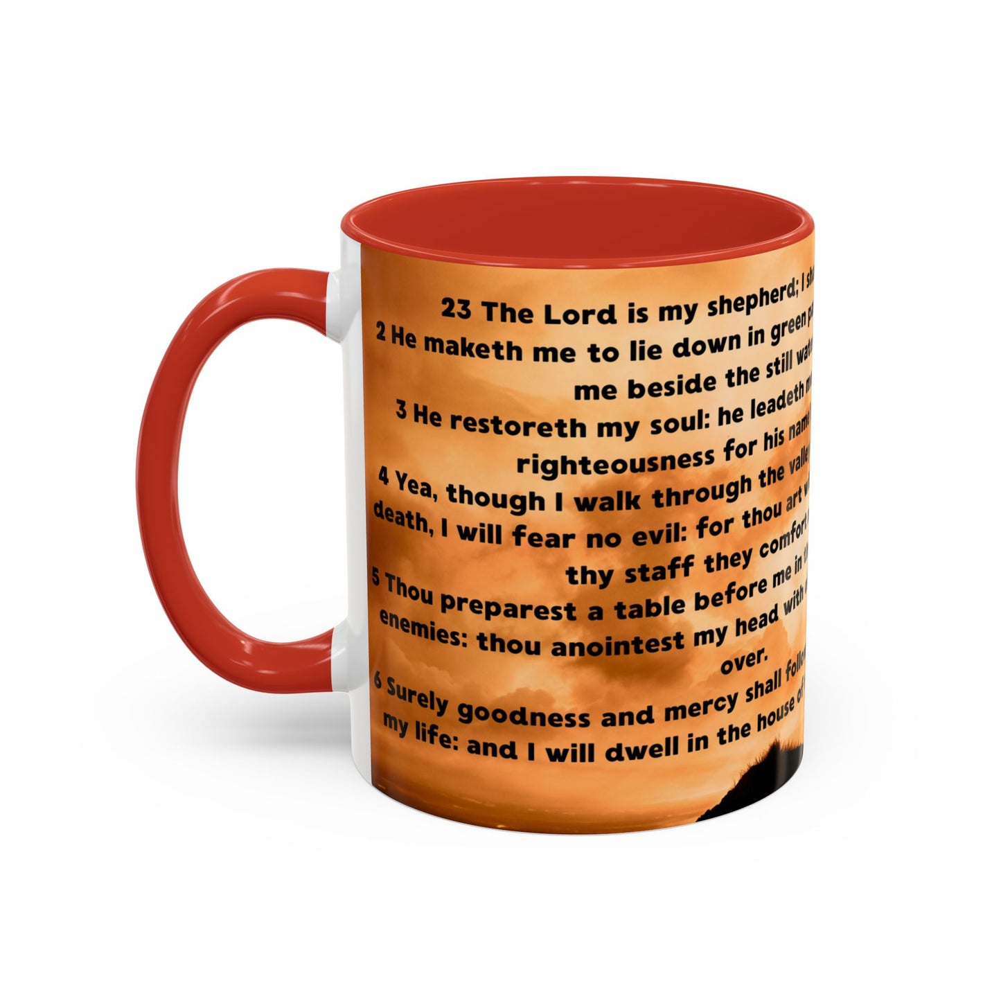 PSALM 23 Inspirational Coffee Mug with Lion Design, Spiritual Gift for Her, Housewarming Present, Faith-Based Kitchen Decor