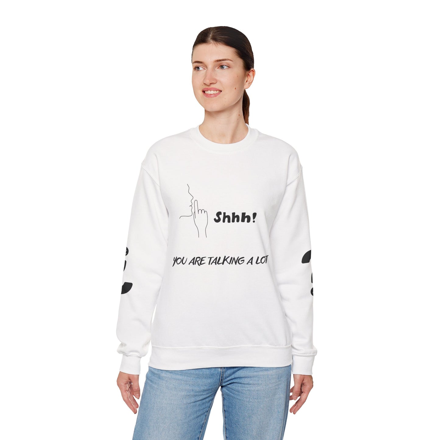 SHHH! SILENCE Unisex Humor Crewneck Sweatshirt: Funny Silence Design, Perfect for Gifting, Casual Wear, Birthday, Holidays, Conversation Starter