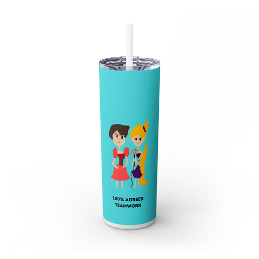 100 % AGREED TEAMWORKS ISAAC IDYER ARTS DESINGS Skinny Tumbler with Straw, 20oz