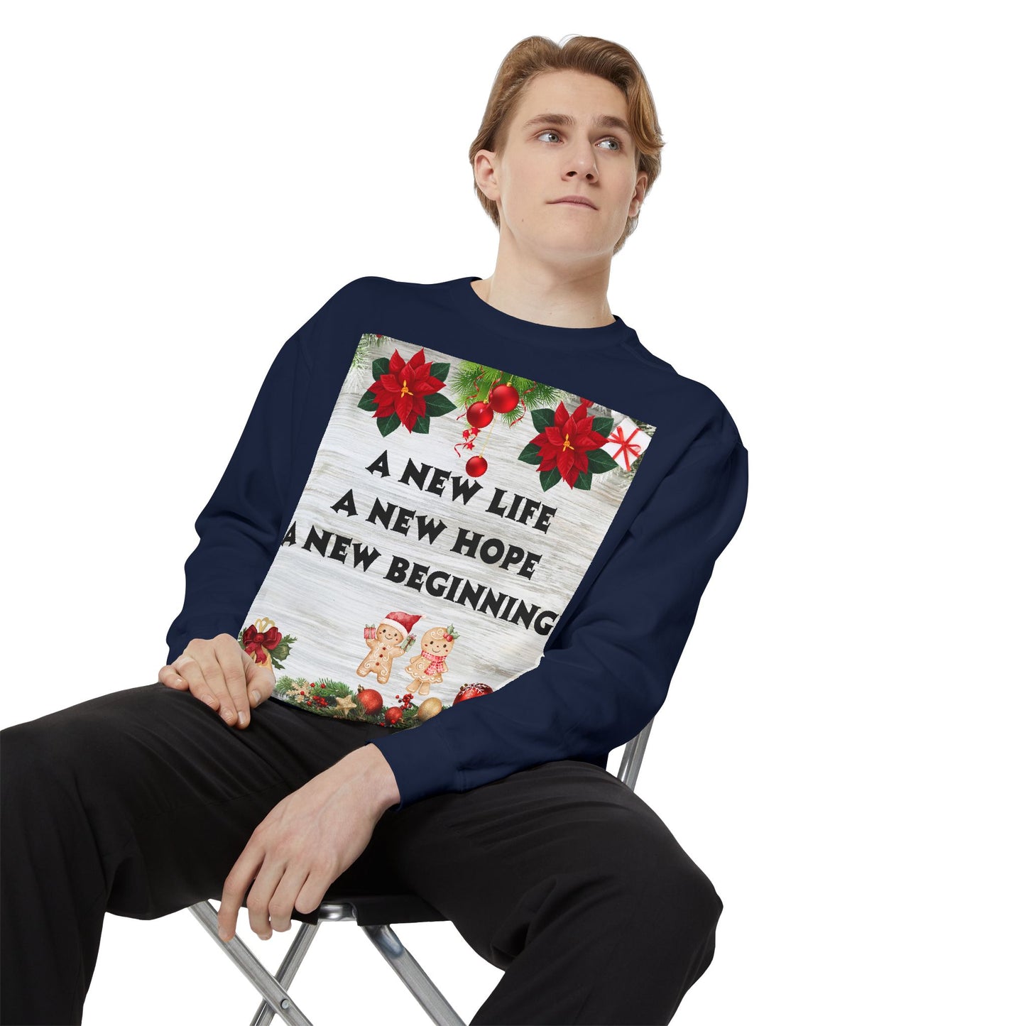 Cozy Holiday Sweatshirt - A New Life, New Hope, New Beginning, Christmas Gift, Unisex Apparel, Festive Wear, Winter Fashion
