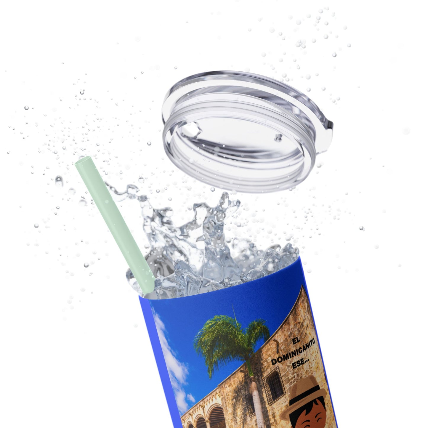 DOMINICAN REPUBLIC Vibrant Travel Tumbler, 20oz Skinny Tumbler with Straw - Perfect for Summer Adventures, Vacation, Gifts, Customizable