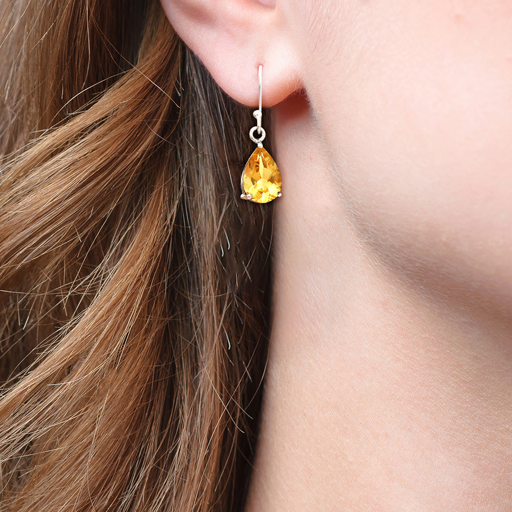 Natural Gemstones Pear Shape 925 Silver Earrings DGE1085 E-1021