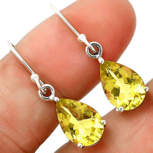 Natural Gemstones Pear Shape 925 Silver Earrings DGE1085 E-1021