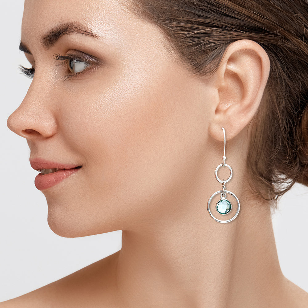 Natural Gemstones Round Shape 925 Sterling Silver Earrings DGE1091