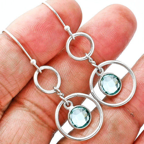Natural Gemstones Round Shape 925 Sterling Silver Earrings DGE1091