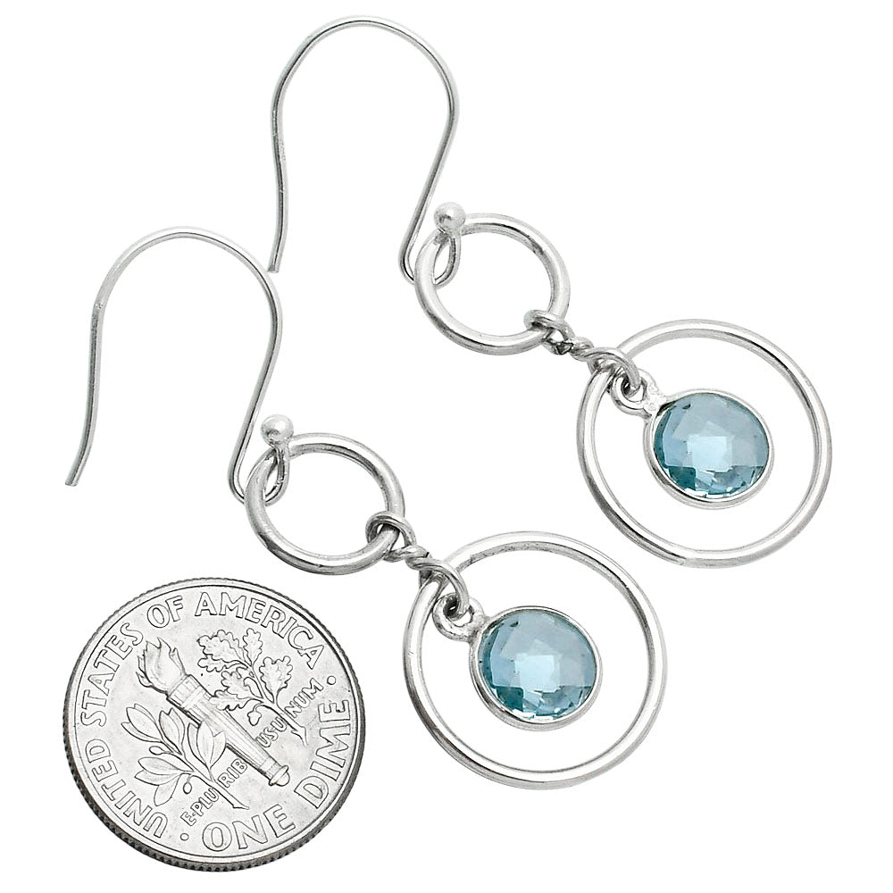 Natural Gemstones Round Shape 925 Sterling Silver Earrings DGE1091