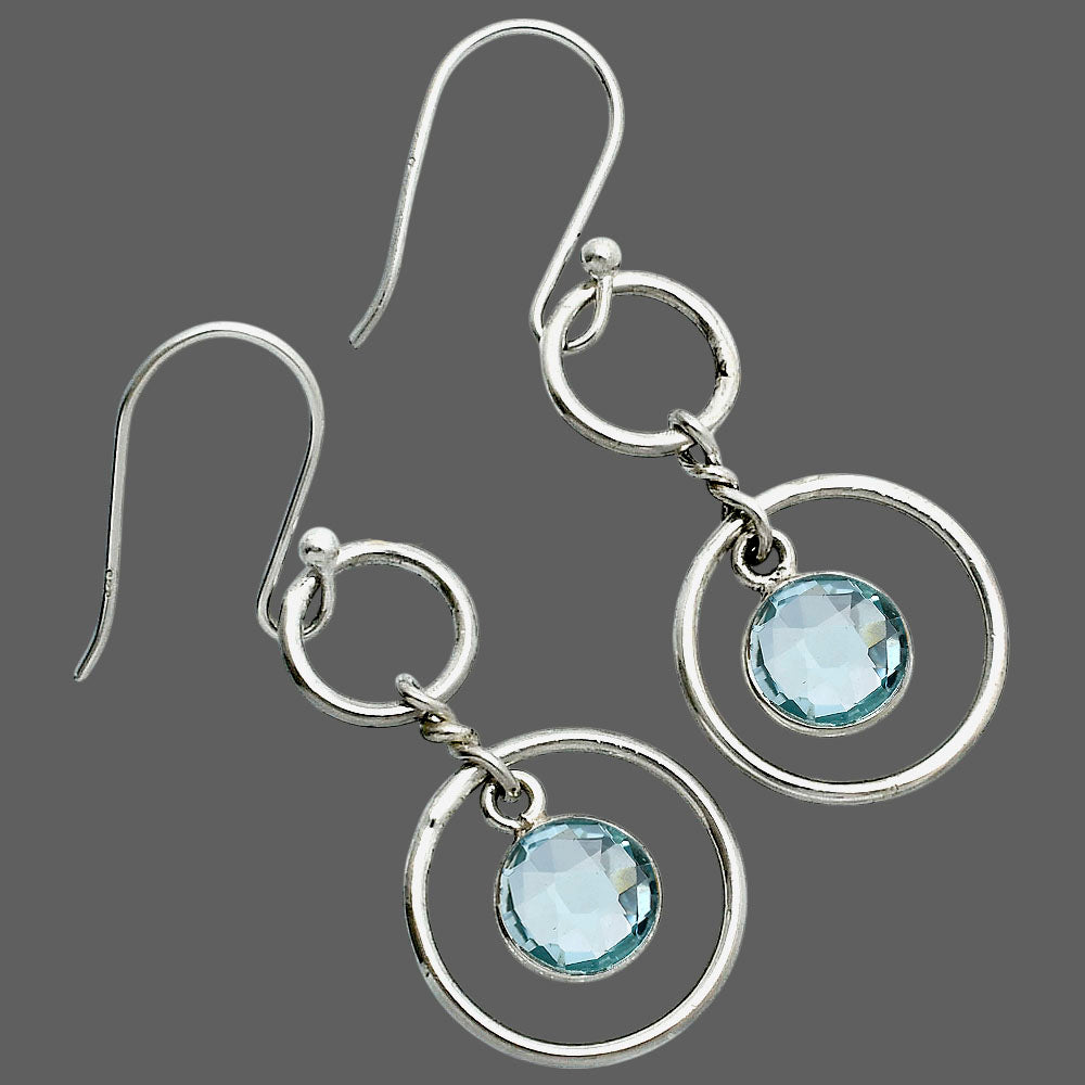 Natural Gemstones Round Shape 925 Sterling Silver Earrings DGE1091