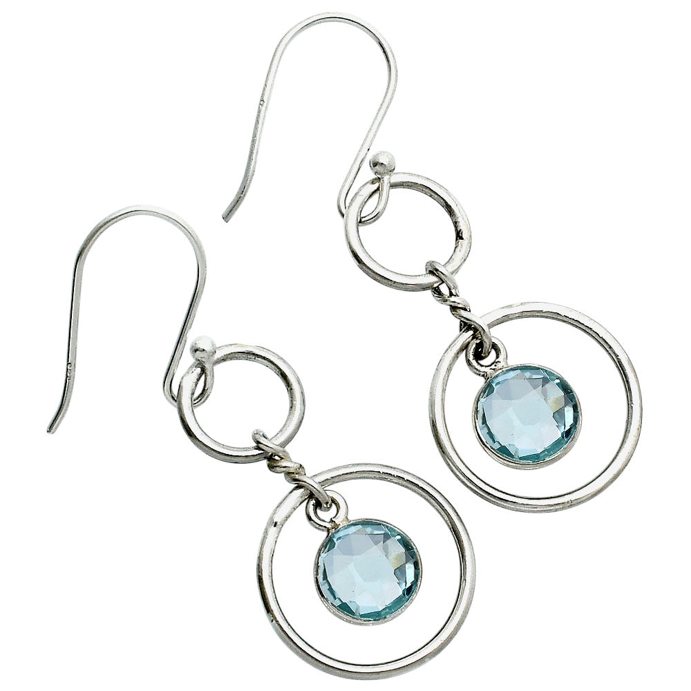 Natural Gemstones Round Shape 925 Sterling Silver Earrings DGE1091