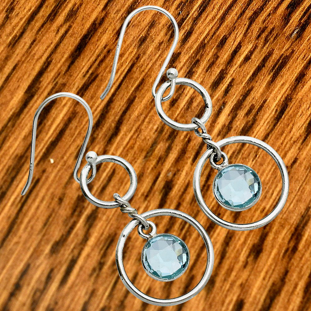 Natural Gemstones Round Shape 925 Sterling Silver Earrings DGE1091