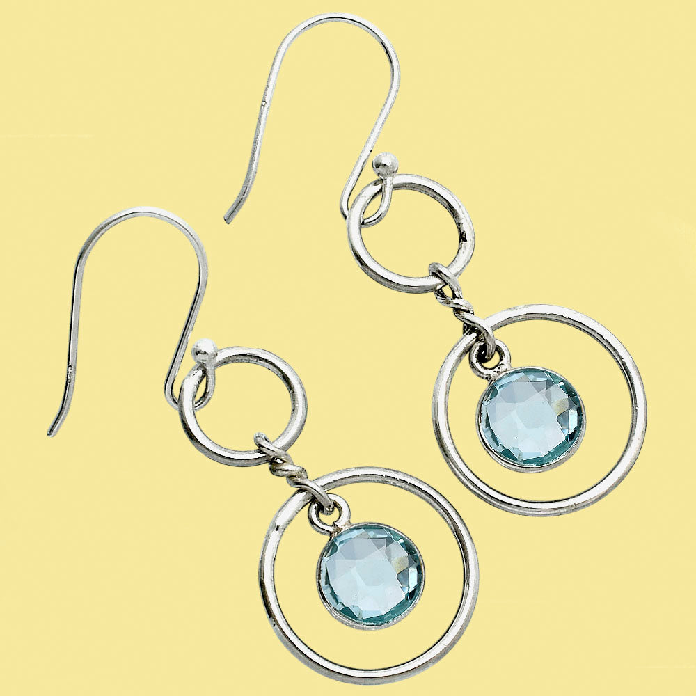 Natural Gemstones Round Shape 925 Sterling Silver Earrings DGE1091