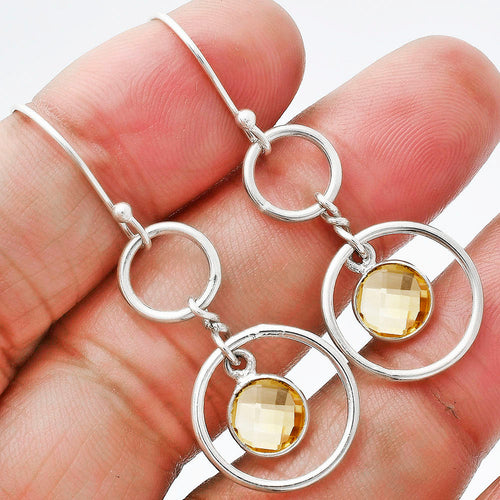 Natural Gemstones Round Shape 925 Sterling Silver Earrings DGE1091