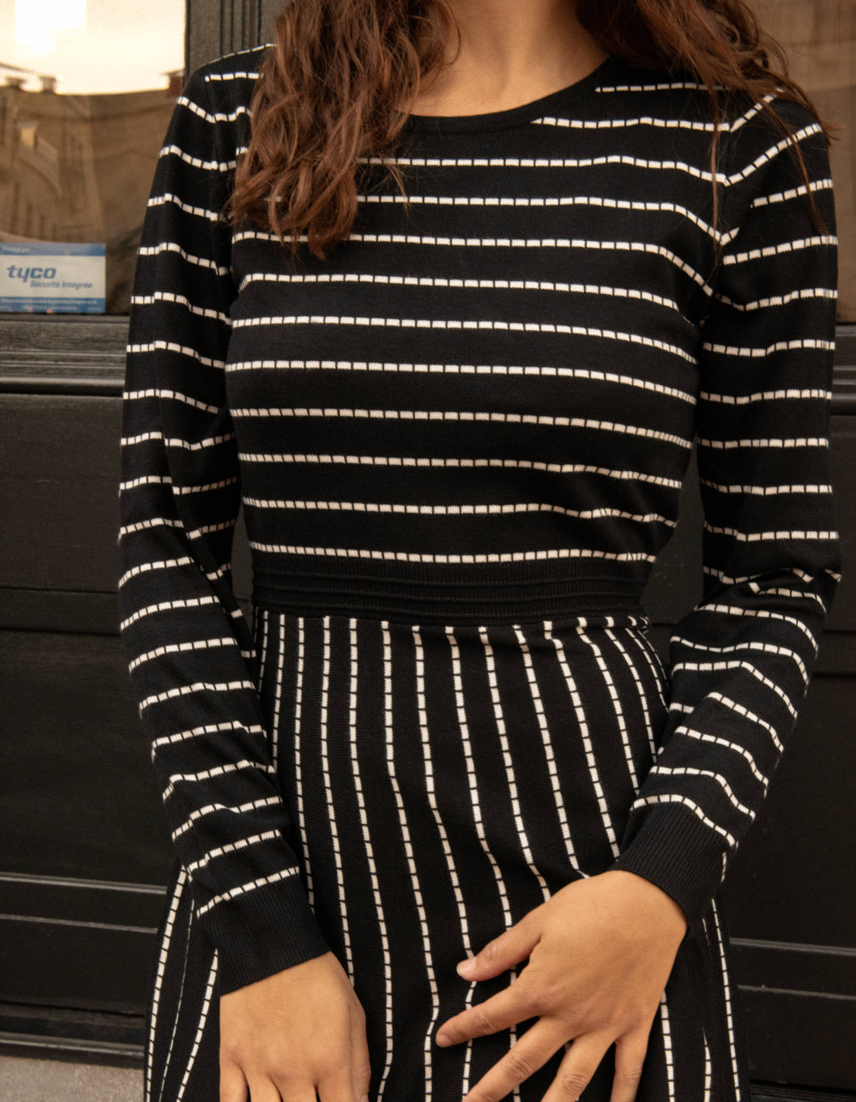 Henriette Dress Knit Stretch Striped Black