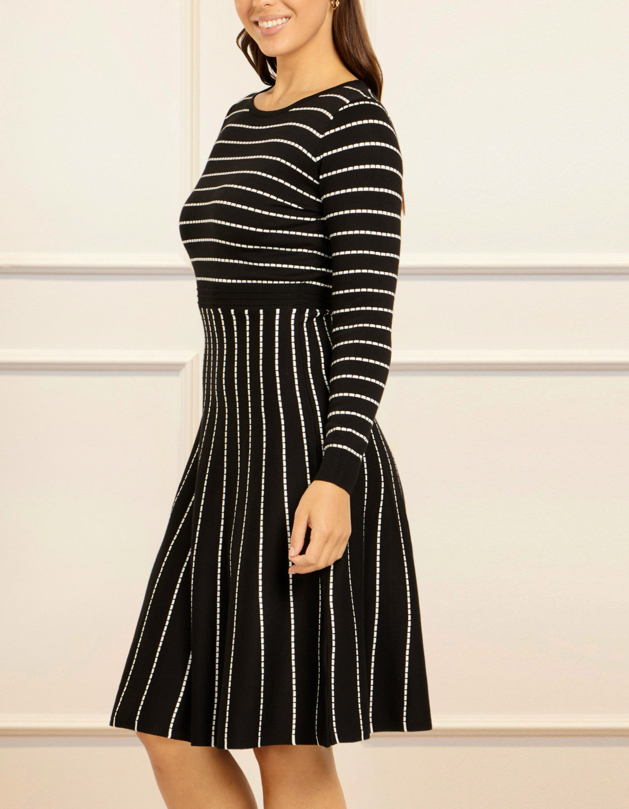 Henriette Dress Knit Stretch Striped Black