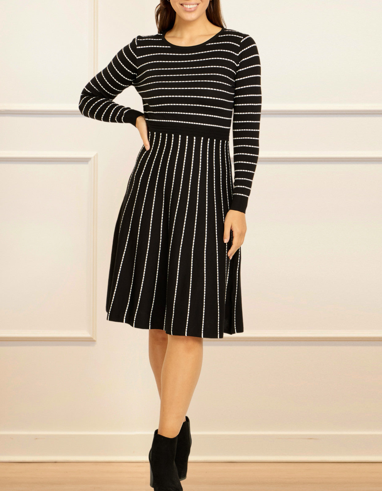 Henriette Dress Knit Stretch Striped Black