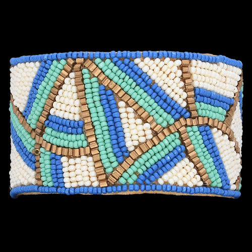 Colorful Bohemian Boho Seed Bead Loom Bracelet, Ethnic Large Cuff