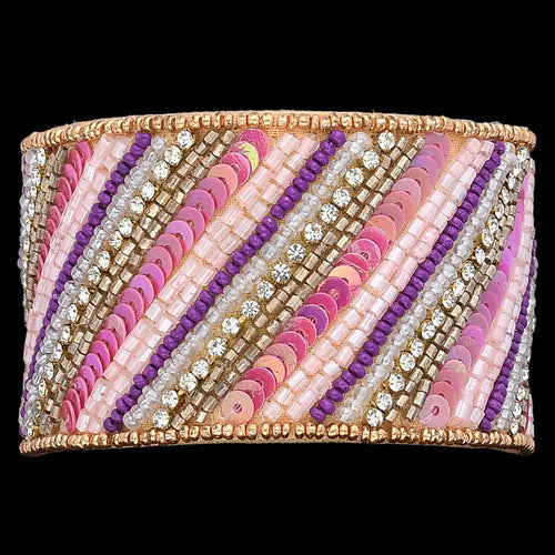 Colorful Bohemian Boho Seed Bead Loom Bracelet, Ethnic Large Cuff