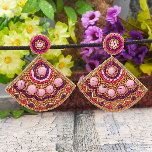 Colorful Beaded Earrings,Hoop Dangle Earrings, Bohemia Boho Tassel