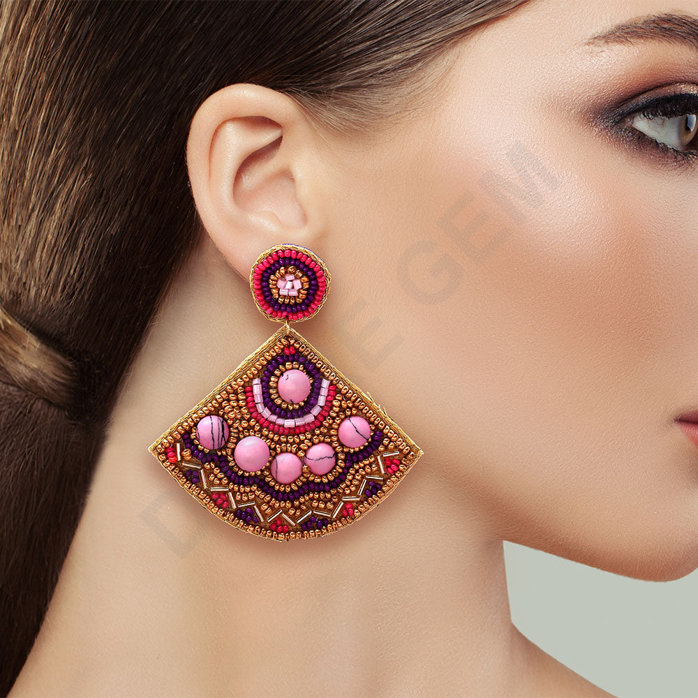 Colorful Beaded Earrings,Hoop Dangle Earrings, Bohemia Boho Tassel