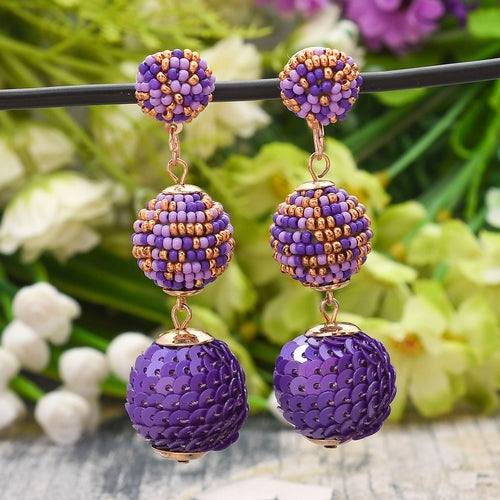 Colorful Beaded Earrings,Hoop Dangle Earrings, Bohemia Drops Earrings,