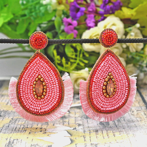 Colorful Beaded Earrings,Hoop Dangle Earrings, Bohemia Drops Earrings,