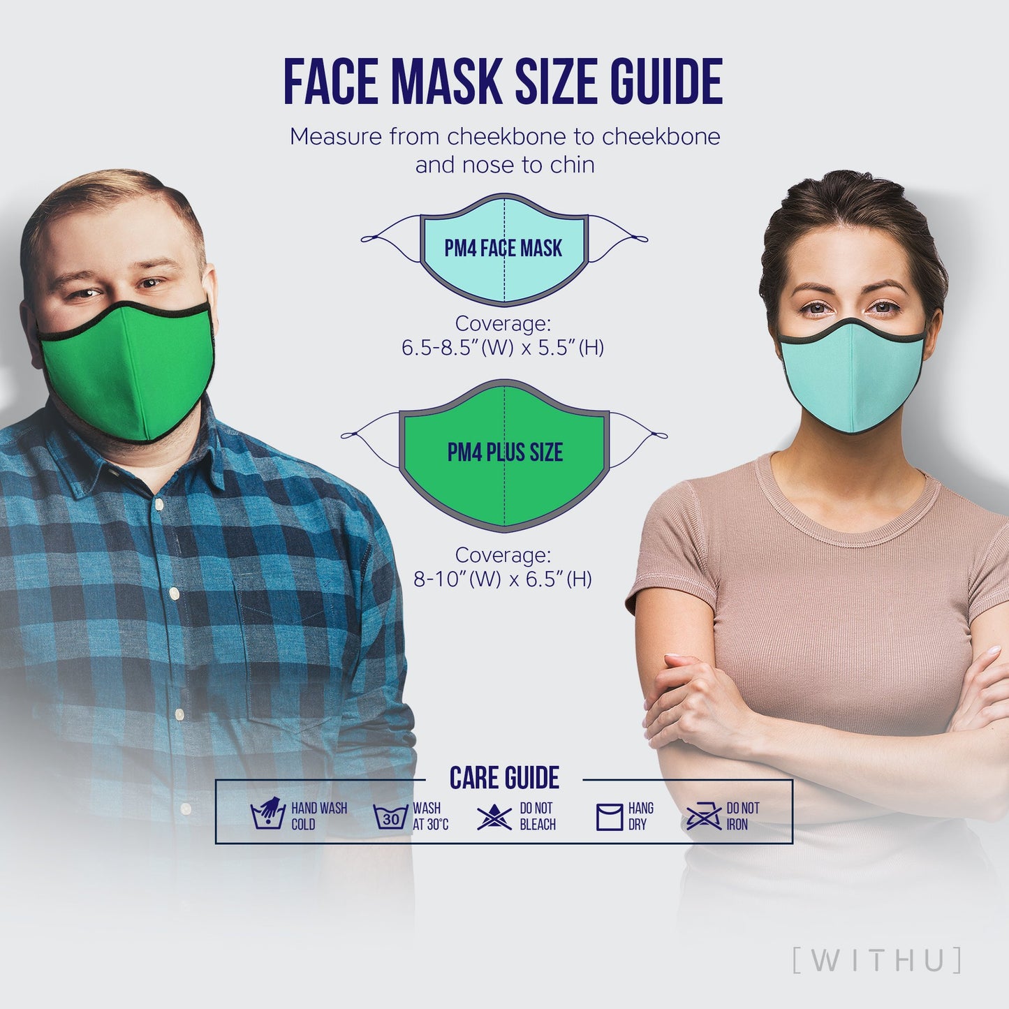 Washable Reusable Face Masks - 3-Layer with Adjustable Ear