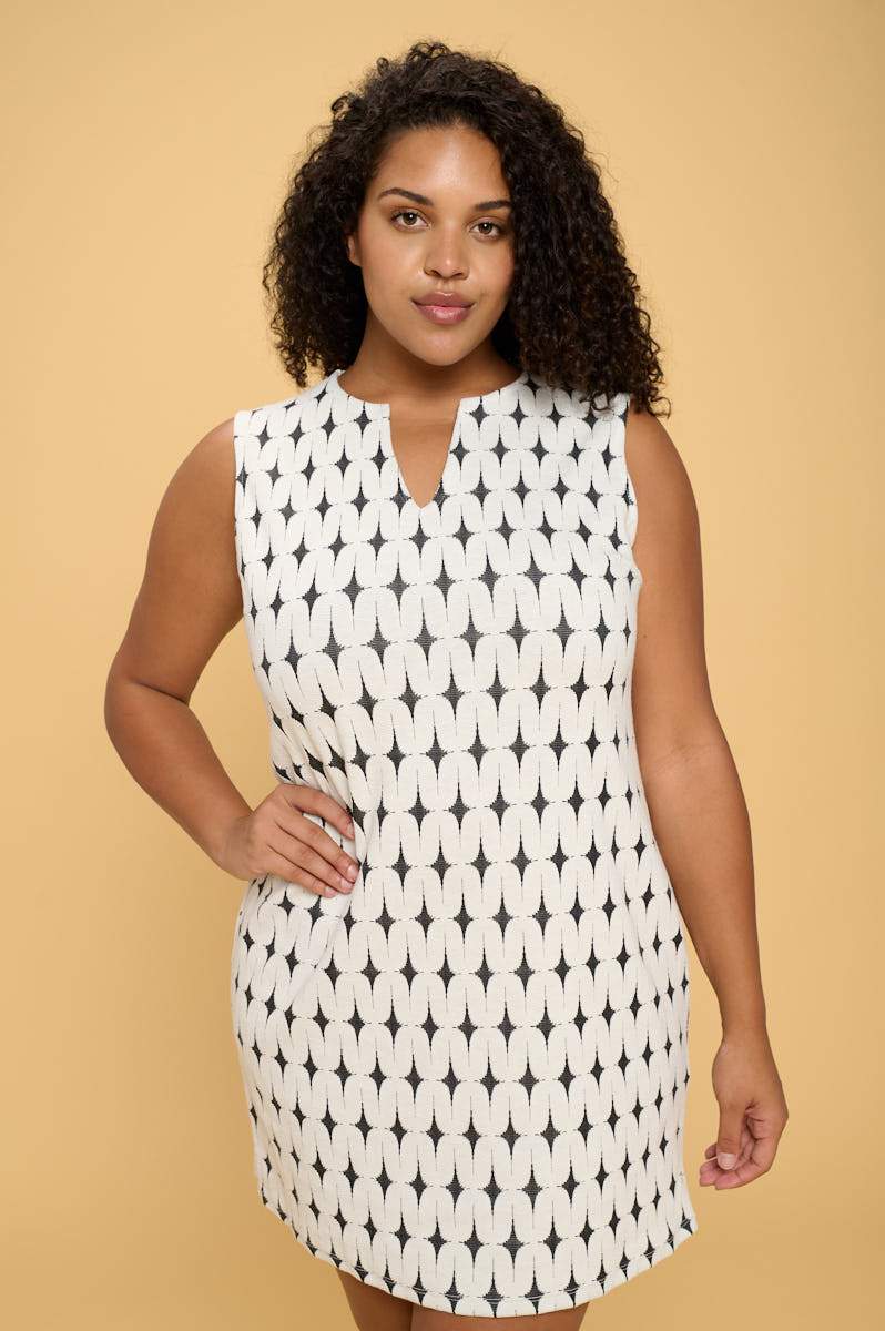 Ivory V neck Sleeveless Dress