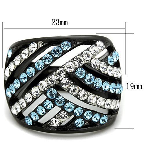 Two-Tone IP Black Stainless Steel Ring with Top Grade Crystal