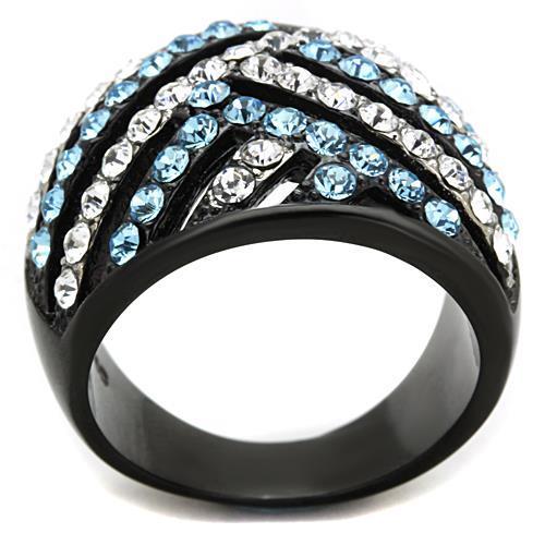 Two-Tone IP Black Stainless Steel Ring with Top Grade Crystal