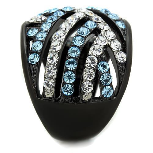 Two-Tone IP Black Stainless Steel Ring with Top Grade Crystal