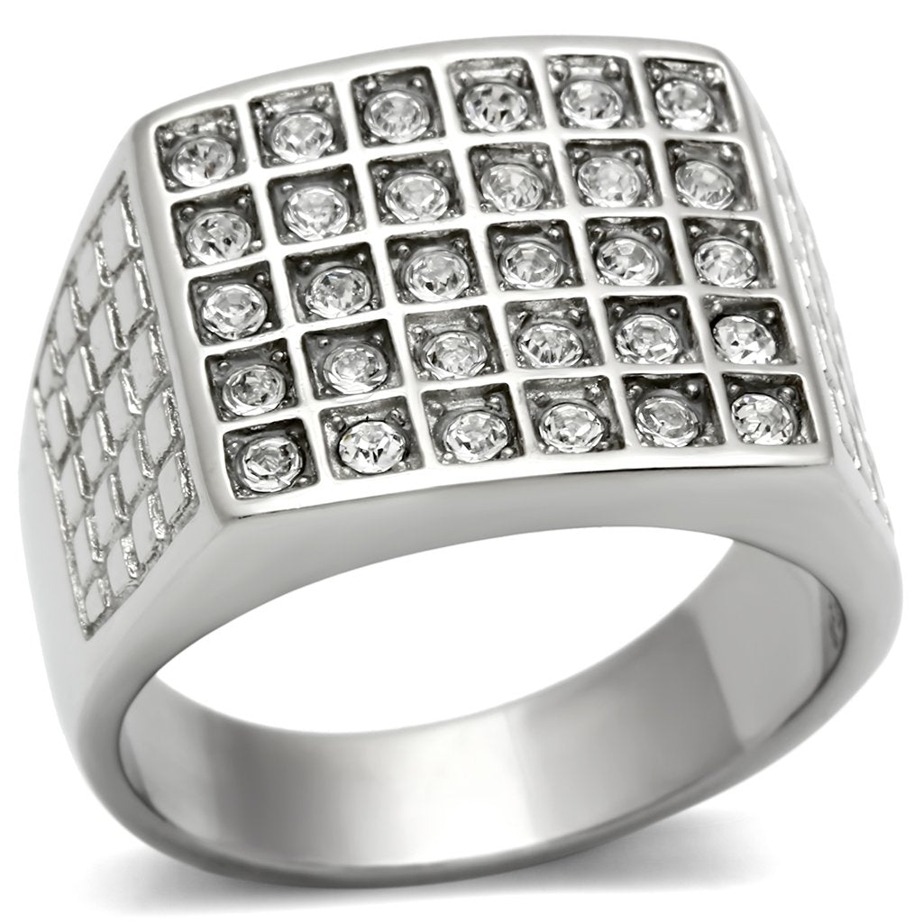 Men Stainless Steel Synthetic Crystal Rings