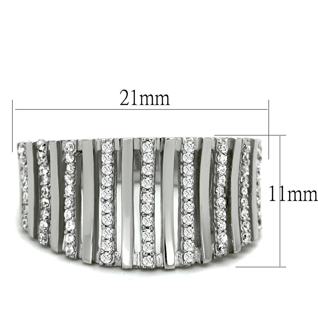 TS211 - Rhodium 925 Sterling Silver Ring with AAA Grade CZ in Clear