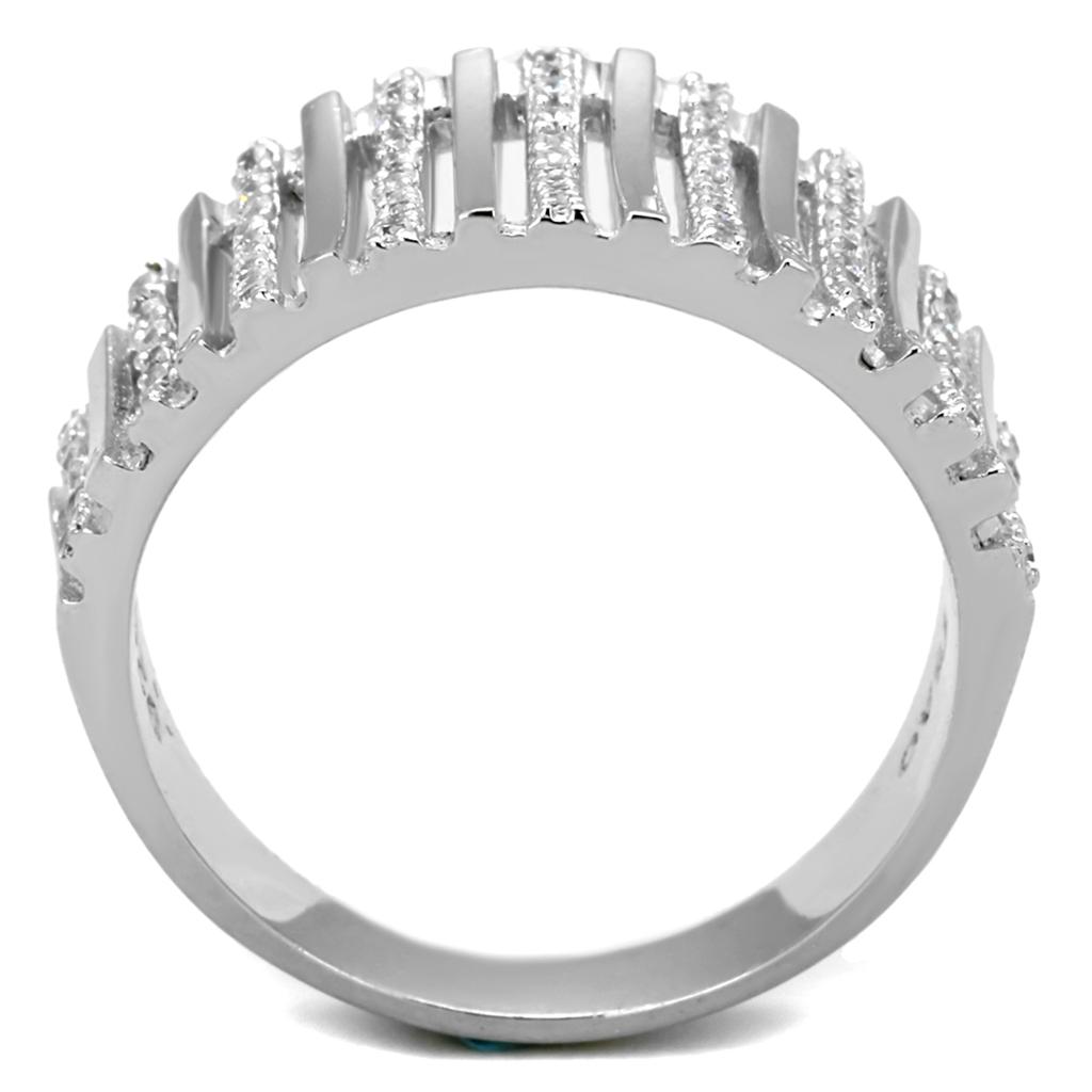 TS211 - Rhodium 925 Sterling Silver Ring with AAA Grade CZ in Clear