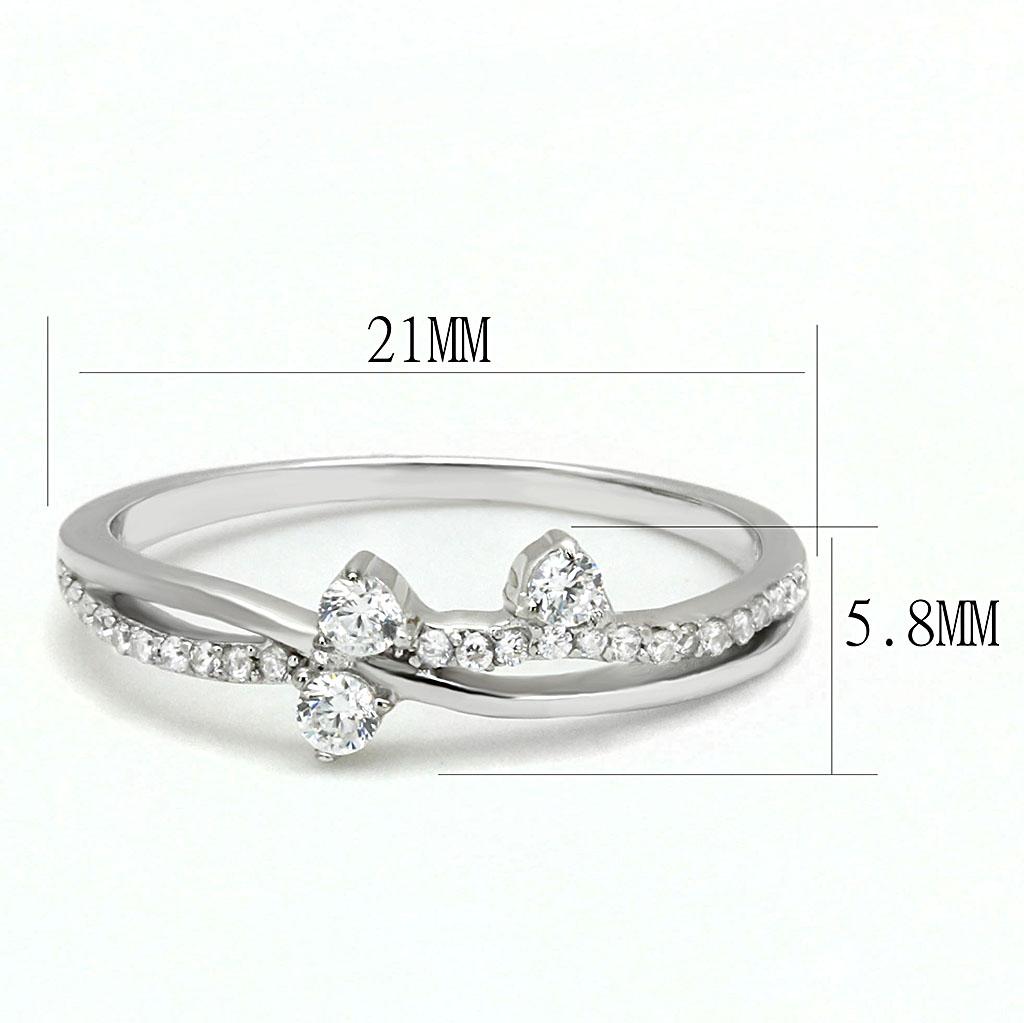 Rhodium 925 Sterling Silver Ring with AAA Grade CZ in Clear